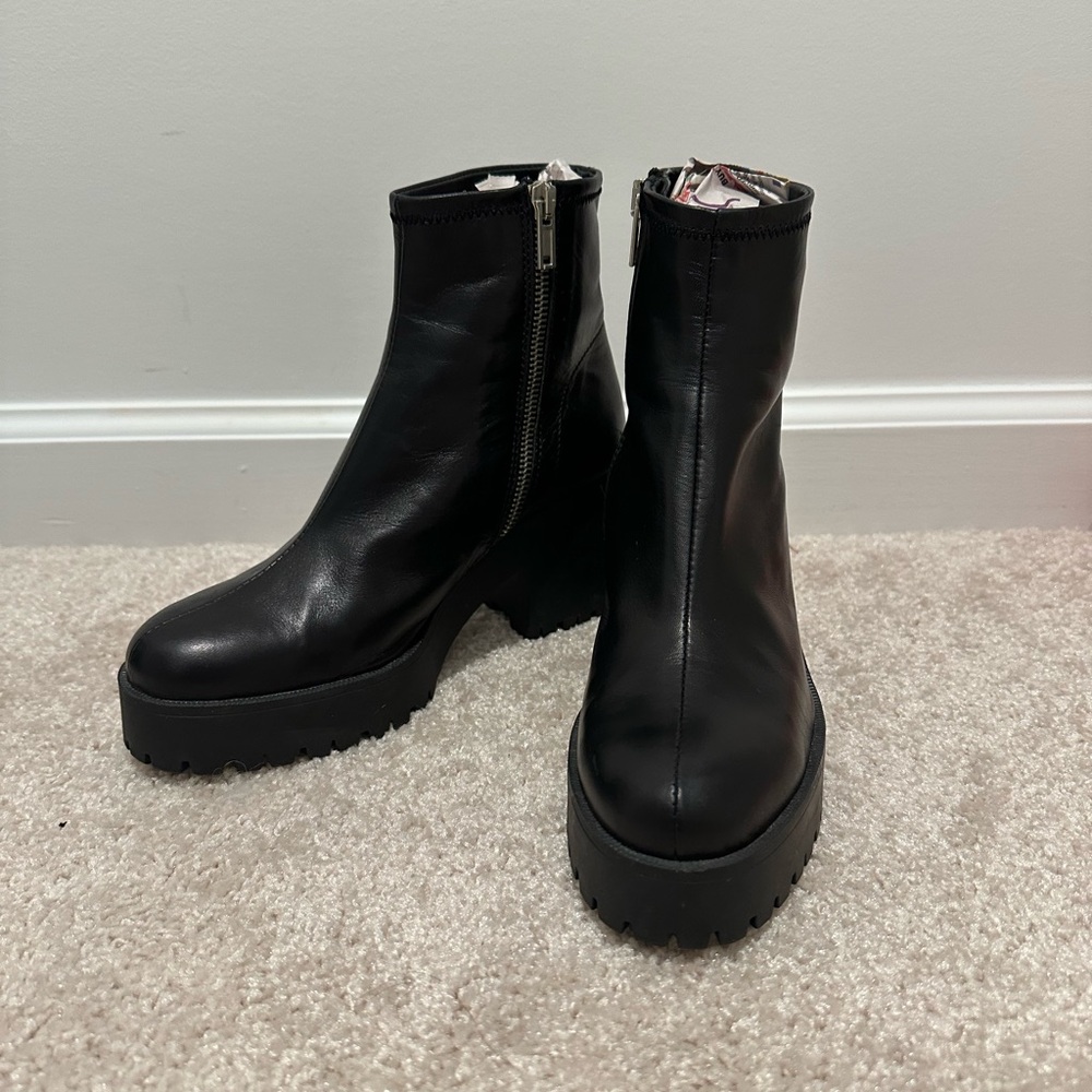 Zara Black Chunky Ankle Boots